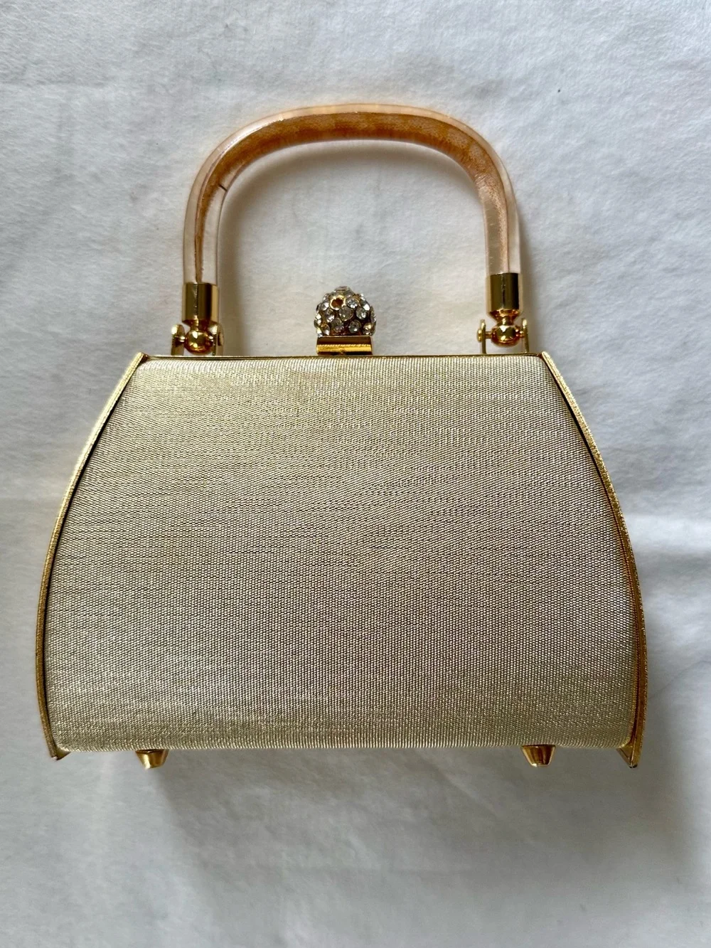 Gold Evening Handbag with Crystal Clasp